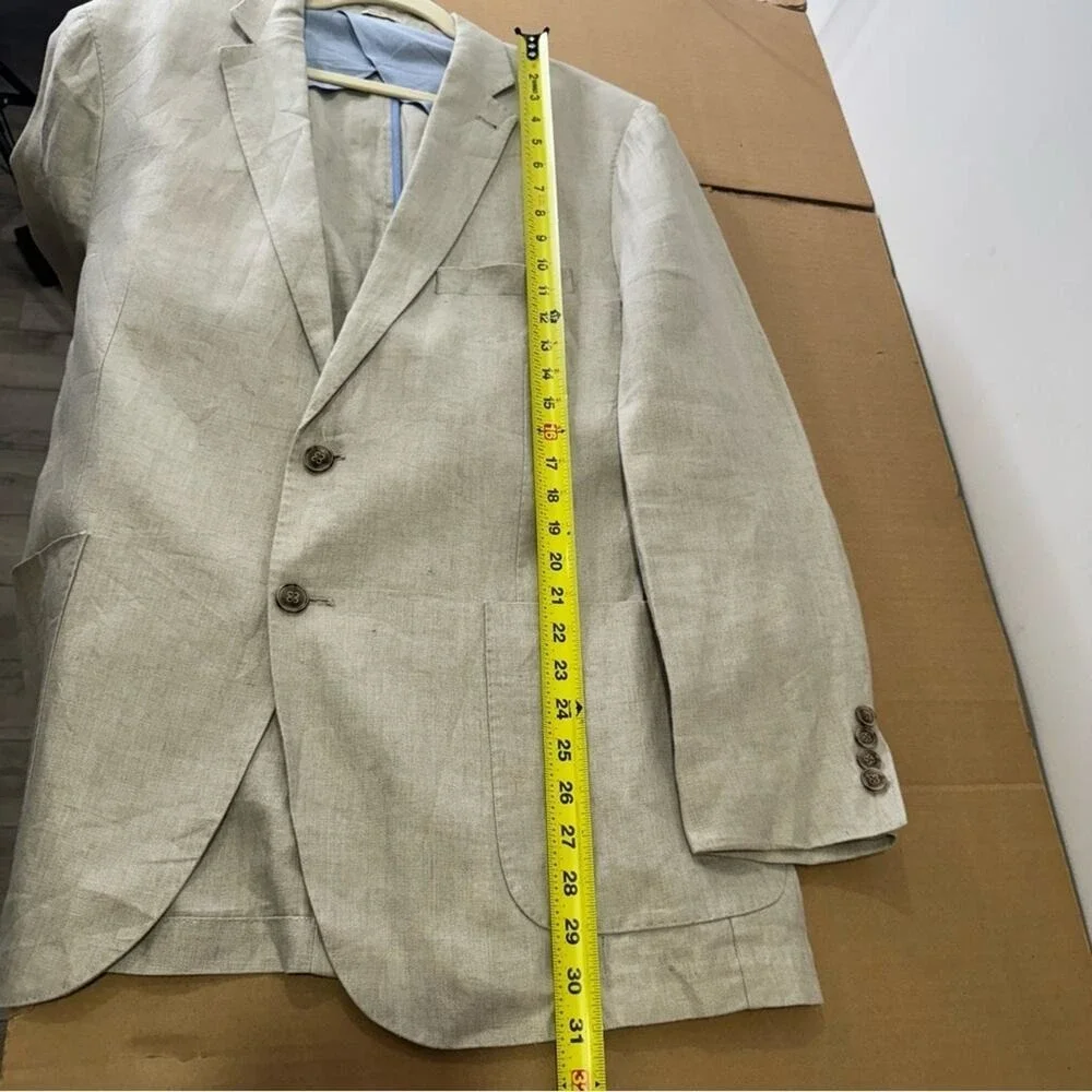 Peter Millar 100% Linen Summer Two Button Blazer‎ Suit Jacket Beige XL